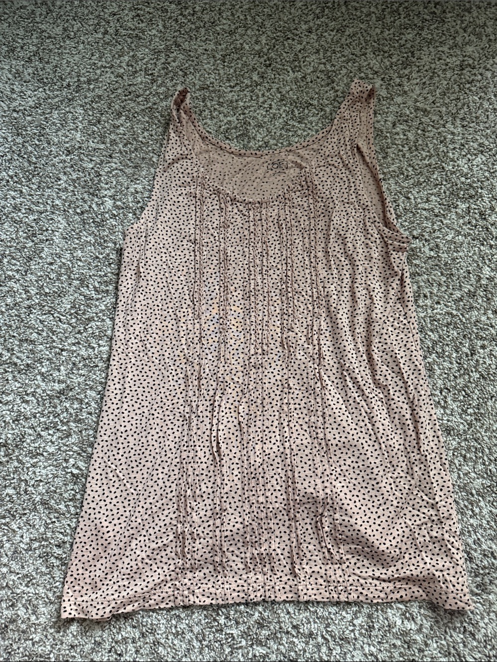 LOFT Blush Pink Polka Dot Pintuck Tank